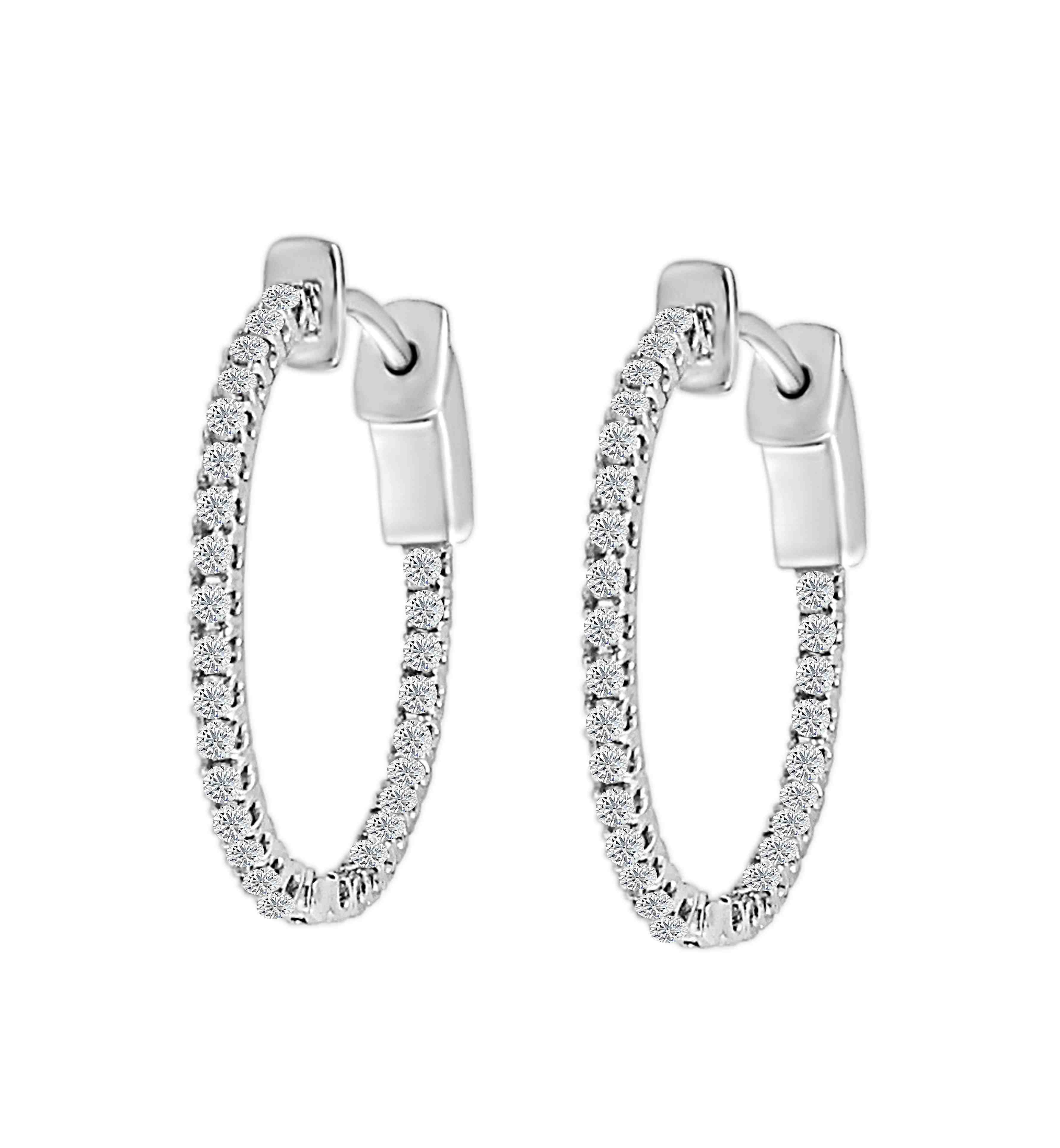 Huggie Hoop Inside Outside Lab Created Diamond Earrings ER29A50MM20